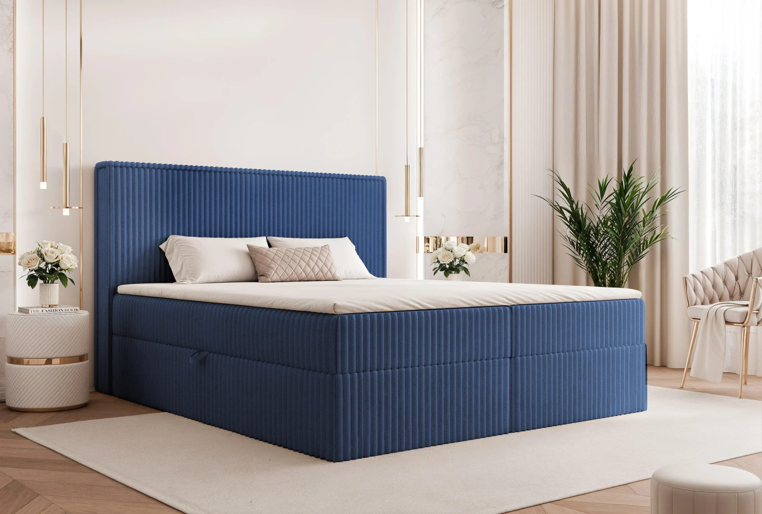 Łóżko kontynentalne z pojemnikami i topperem Solara II 120x200 cm – wspiera kręgosłup