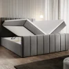 Łóżko kontynentalne z pojemnikami i topperem Levora z zanóżkiem 160x200 cm – wsparcie dla pleców