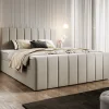Łóżko kontynentalne z pojemnikami i topperem Levora z zanóżkiem 160x200 cm – wsparcie dla pleców