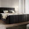 Łóżko kontynentalne z pojemnikami i topperem Levora z zanóżkiem 160x200 cm – wsparcie dla pleców