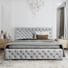 Łóżko tapicerowane z pojemnikiem Magnifica Chesterfield 160x200 cm – tkanina plamoodporna