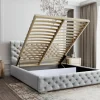 Łóżko tapicerowane z pojemnikiem Magnifica Chesterfield 160x200 cm – tkanina plamoodporna