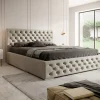 Łóżko tapicerowane z pojemnikiem Magnifica Chesterfield 160x200 cm – tkanina plamoodporna