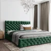Łóżko tapicerowane z pojemnikiem Magnifica Chesterfield 160x200 cm – tkanina plamoodporna