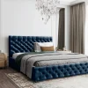 Łóżko tapicerowane z pojemnikiem Magnifica Chesterfield 160x200 cm – tkanina plamoodporna