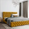 Łóżko tapicerowane z pojemnikiem Magnifica Chesterfield 160x200 cm – tkanina plamoodporna