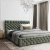Łóżko tapicerowane z pojemnikiem Magnifica Chesterfield 160x200 cm – tkanina plamoodporna