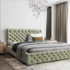 Łóżko tapicerowane z pojemnikiem Magnifica Chesterfield 160x200 cm – tkanina plamoodporna