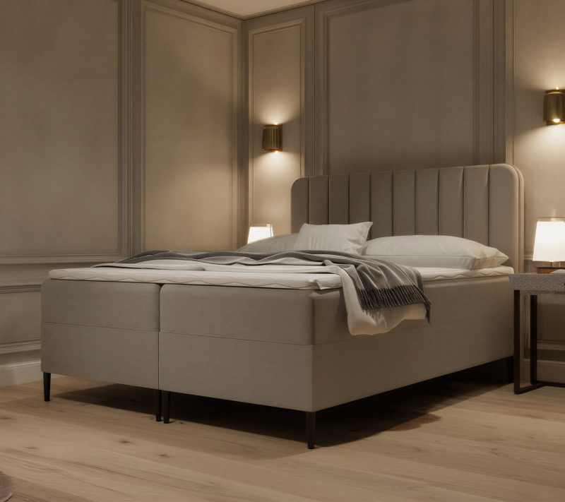 Łóżko kontynentalne z pojemnikiem i topperem SOFTY 160x200 cm – wspiera kręgosłup