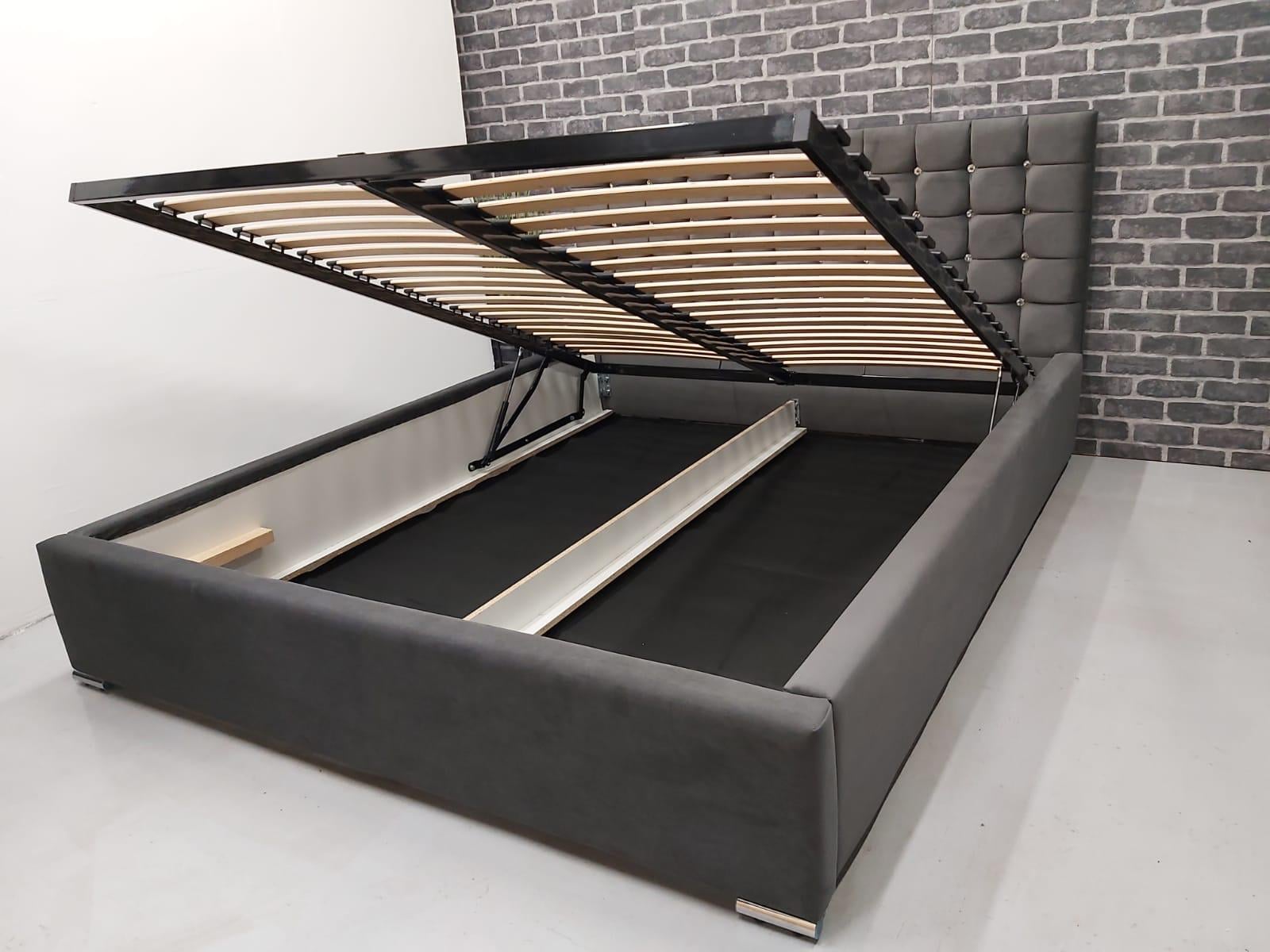 Łóżko tapicerowane NERO SLIM z pojemnikiem 160x200 cm – tkanina hydrofobowa