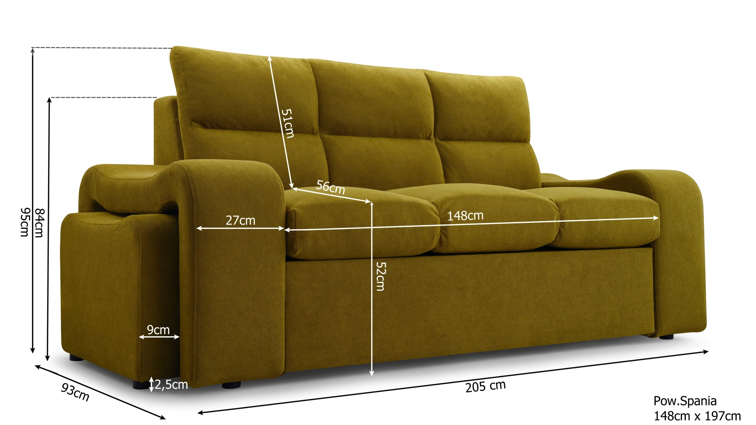 Sofa tradycyjna tapicerowana rozkładana do przodu Sonica