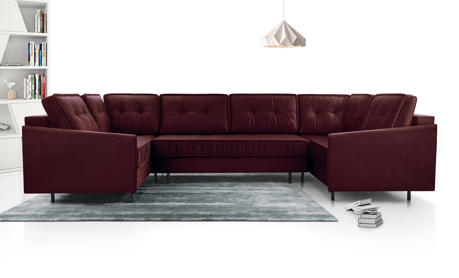 Narożnik Tapicerowany z Funkcją Spania Bellio Grand - Duża Rogówka do Salonu w Kształcie Litery U