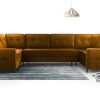 Narożnik Tapicerowany z Funkcją Spania Cushy Grand na Nóżkach - Duża Kanapa do Salonu Glamour