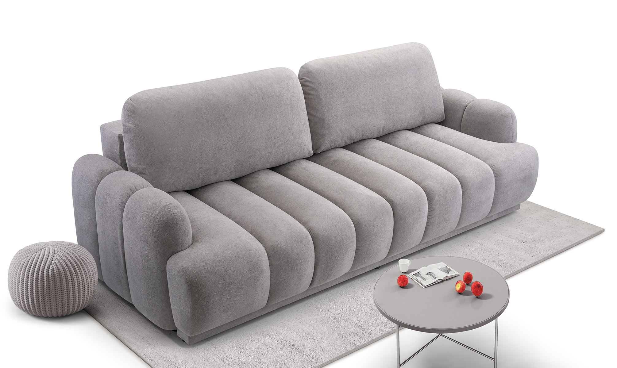 Sofa Tapicerowana Rozkładana Chocoa - Nowoczesna Kanapa 3-Osobowa z Funkcją Spania