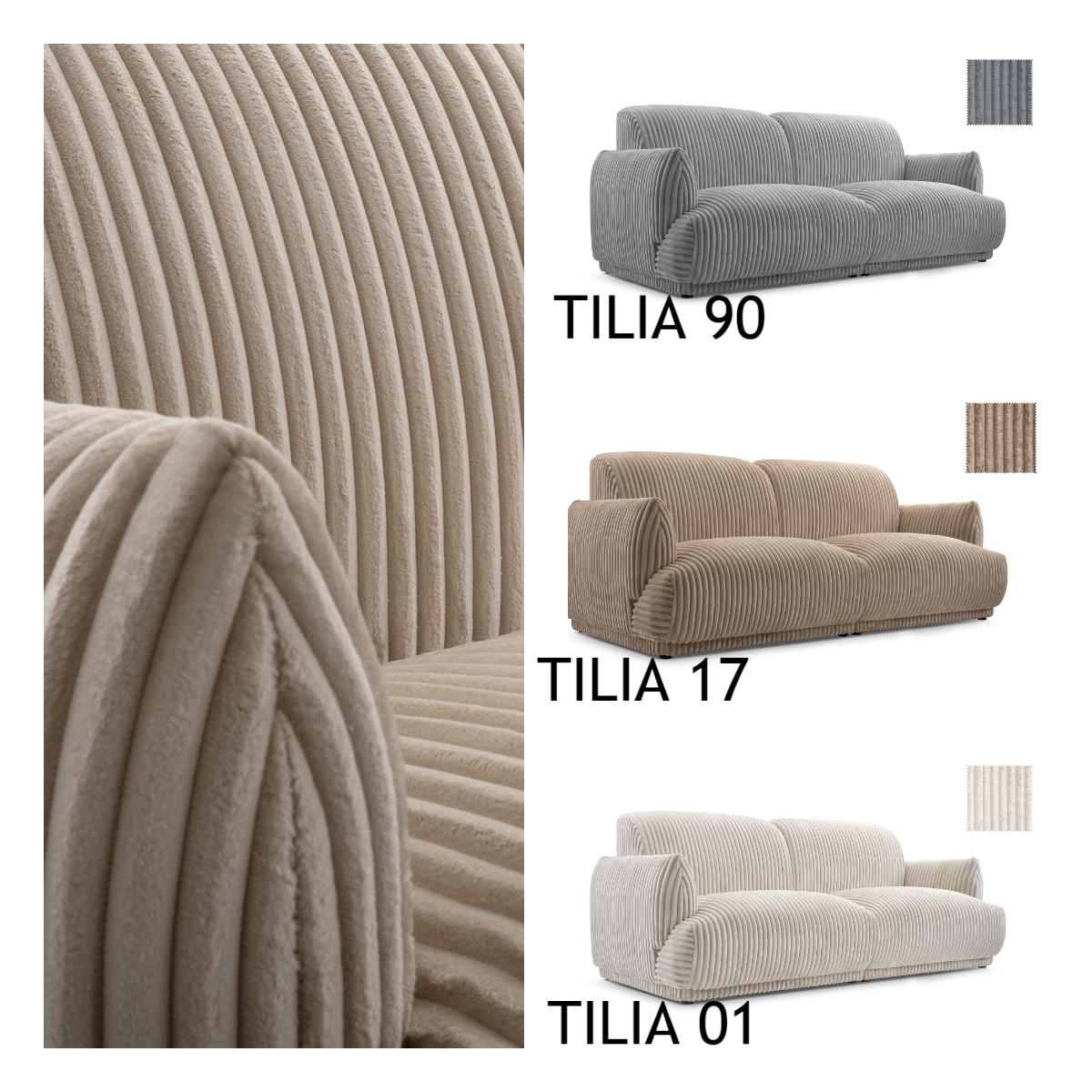 Sofa tapicerowana loftowa Linger - nowoczesna kanapa trzyosobowa do salonu