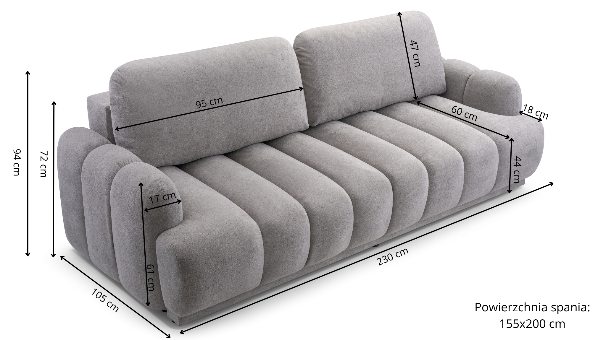 Sofa Tapicerowana Rozkładana Chocoa - Nowoczesna Kanapa 3-Osobowa z Funkcją Spania