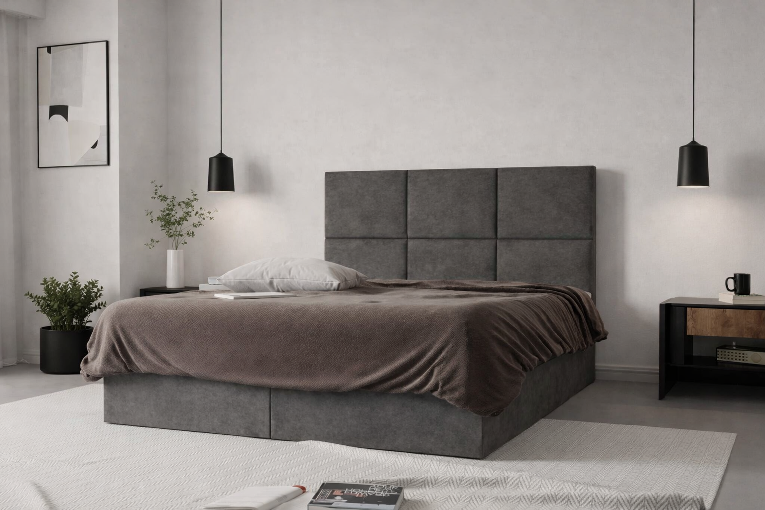 Łóżko kontynentalne z pojemnikami i topperem BESCO 2 160x200 cm – wspiera kręgosłup