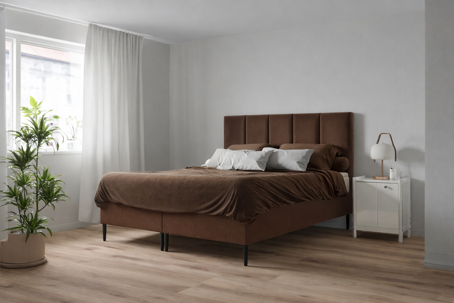 Łóżko kontynentalne z pojemnikami i topperem LORENC 160x200 cm – dla bolących pleców