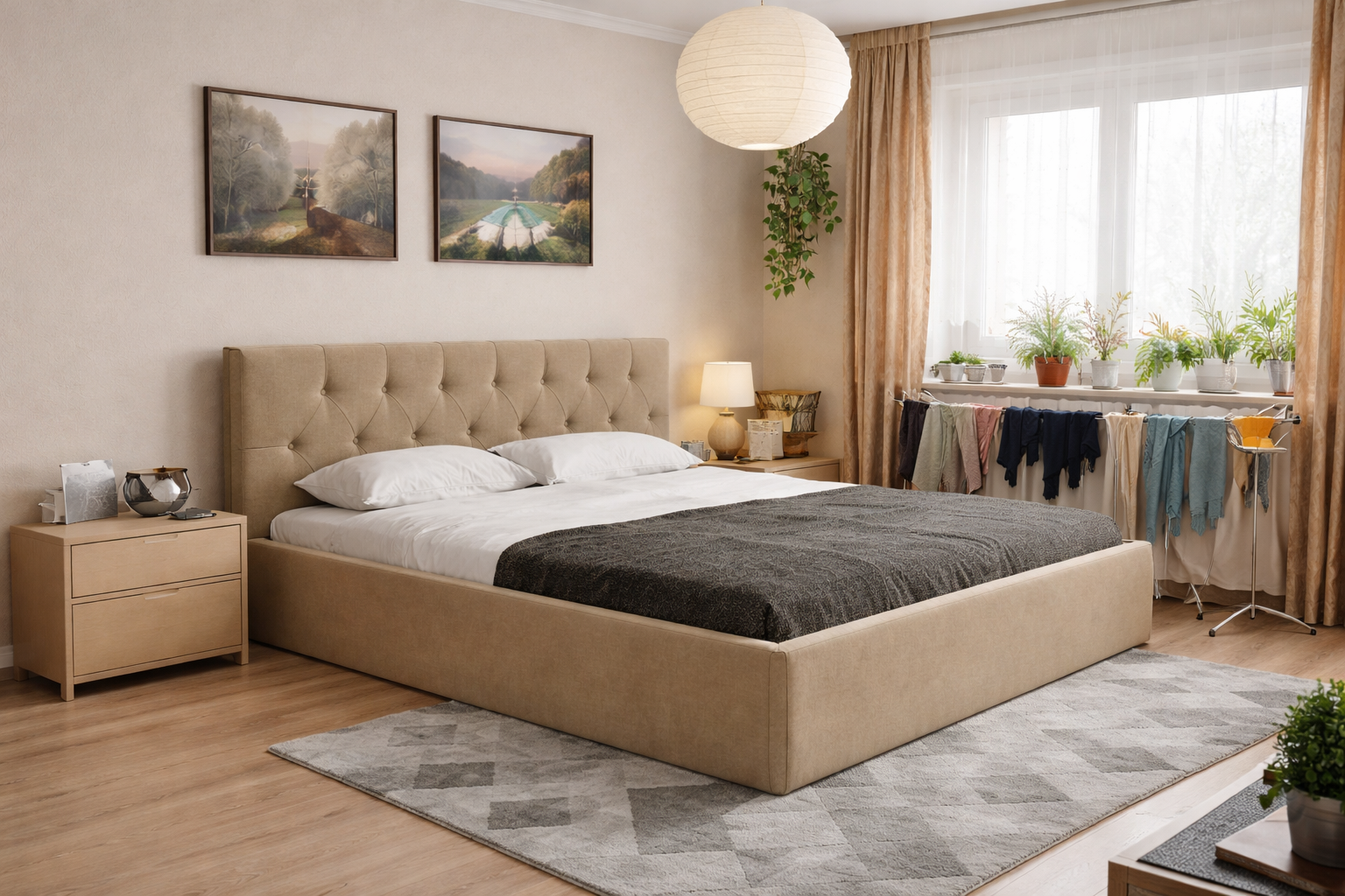 Łóżko tapicerowane HONY SLIM 160x200 cm – z pojemnikiem na pościel