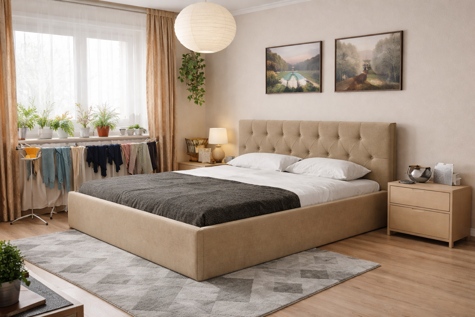 Łóżko tapicerowane HONY SLIM 160x200 cm – z pojemnikiem na pościel