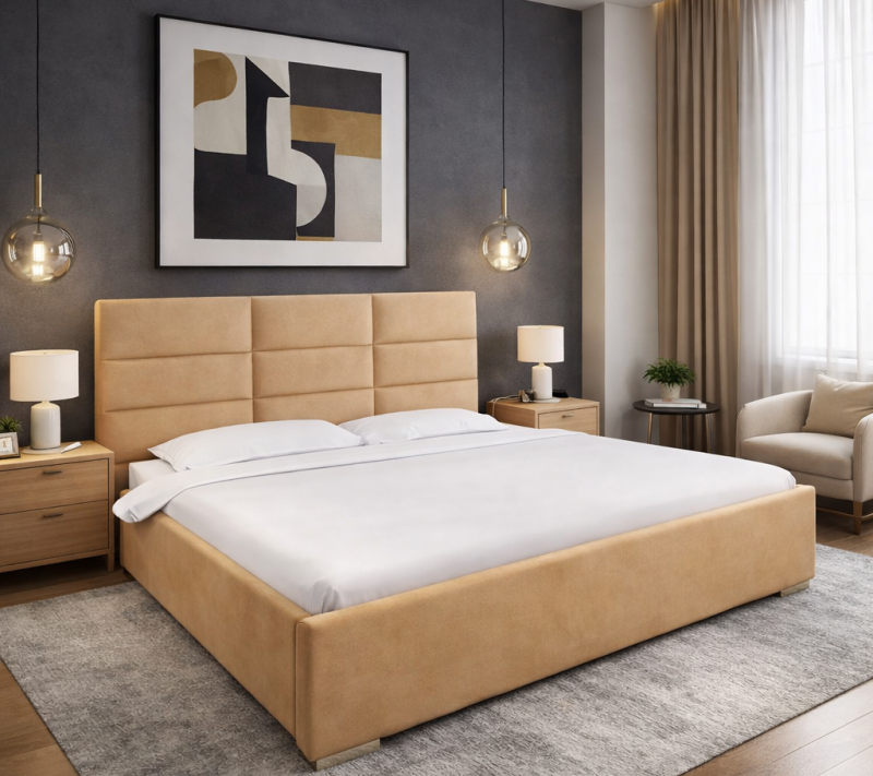 Łóżko tapicerowane Belari Slim 160x200 cm – z pojemnikiem na pościel