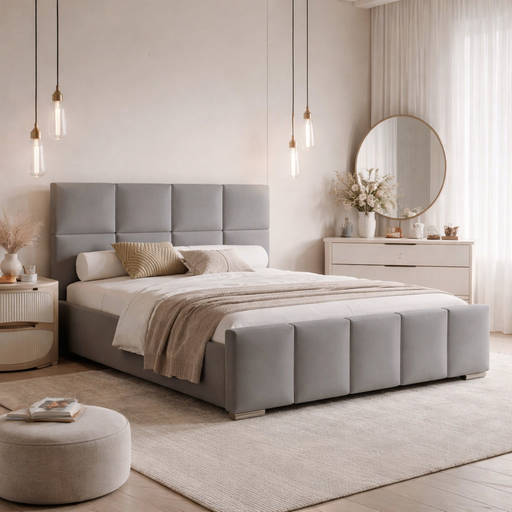Łóżko tapicerowane LORADO SLIM z pojemnikiem 160x200 cm – tkanina hydrofobowa