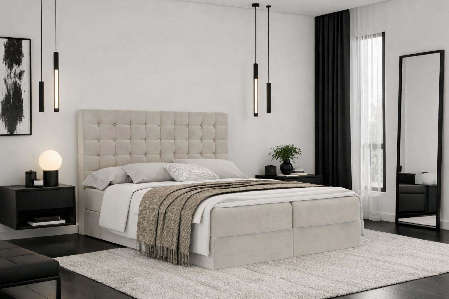 Łóżko kontynentalne VALLO 2 160x200 cm – z topperem dla pleców
