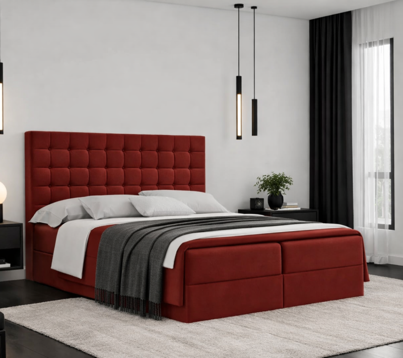 Łóżko kontynentalne VALLO 2 160x200 cm – z topperem dla pleców
