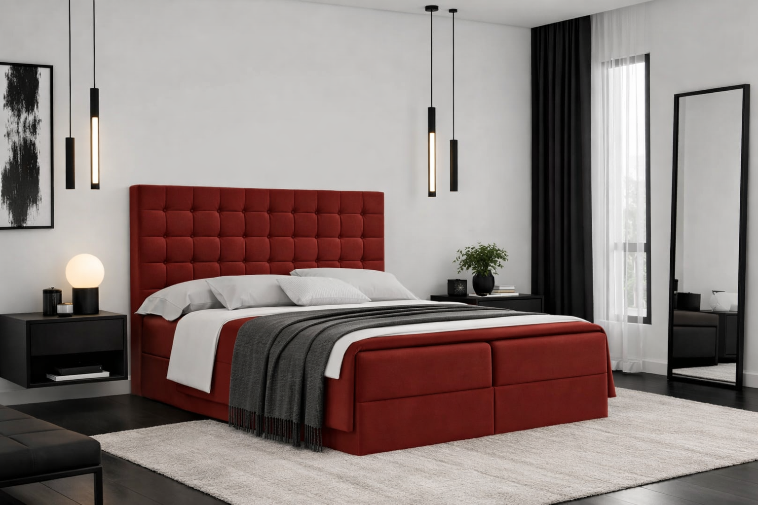 Łóżko kontynentalne VALLO 2 160x200 cm – z topperem dla pleców