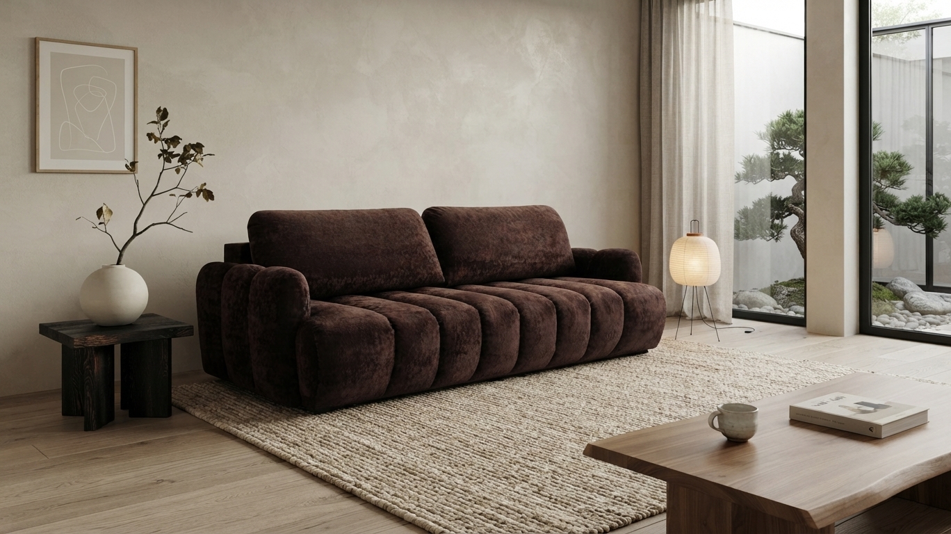 Sofa Tapicerowana Rozkładana Chocoa - Nowoczesna Kanapa 3-Osobowa z Funkcją Spania