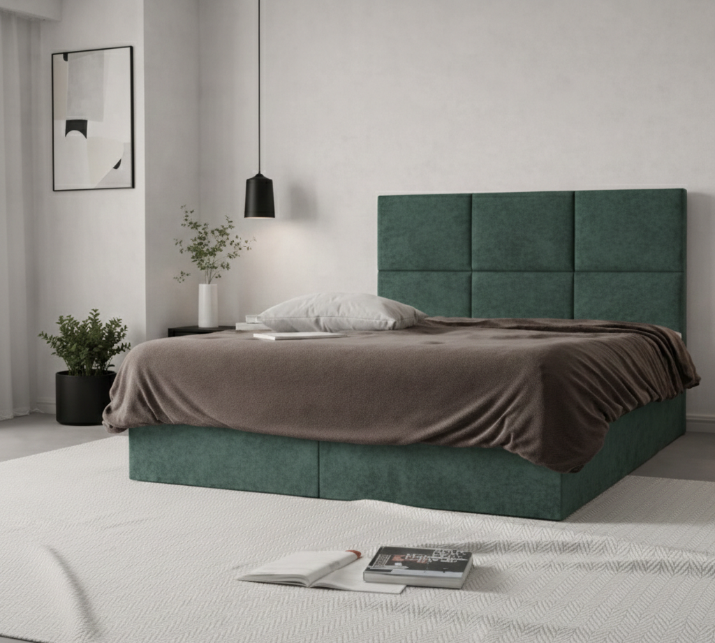 Łóżko kontynentalne z pojemnikami i topperem BESCO 2 160x200 cm – wspiera kręgosłup