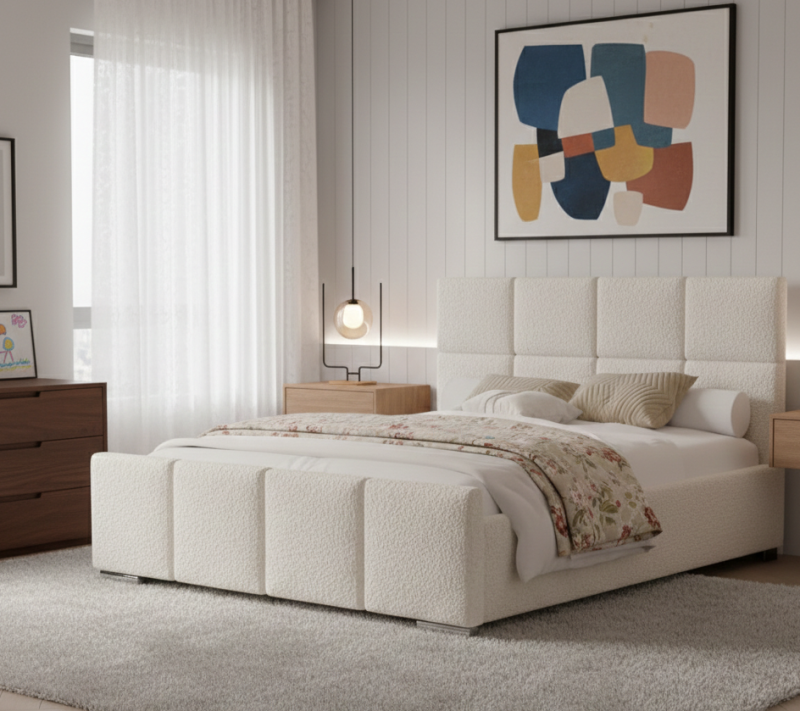 Eleganckie łóżko tapicerowane LORADO z pojemnikiem 160x200 cm – łatwe w czyszczeniu