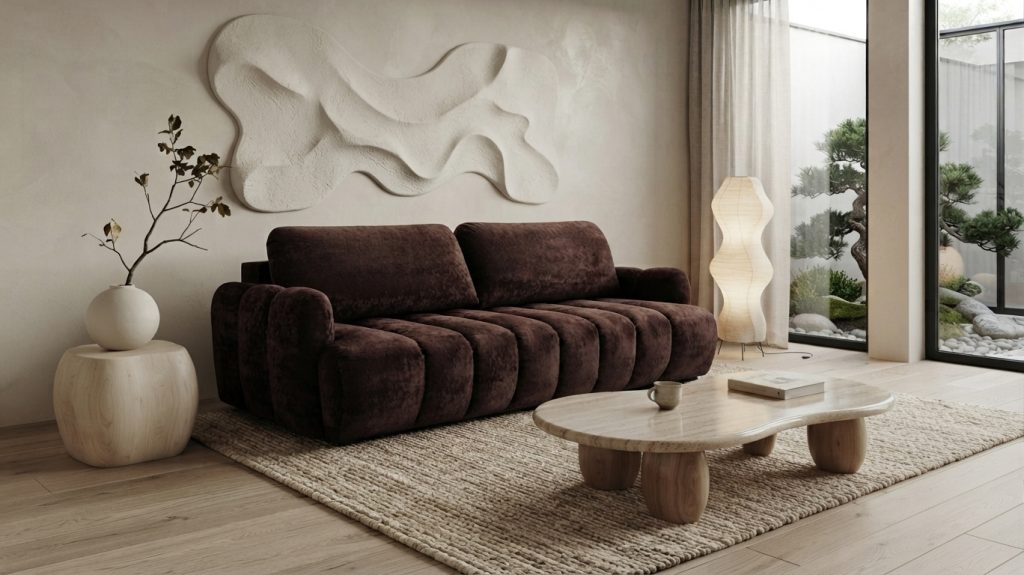 Sofa Tapicerowana Rozkładana Chocoa - Nowoczesna Kanapa 3-Osobowa z Funkcją Spania