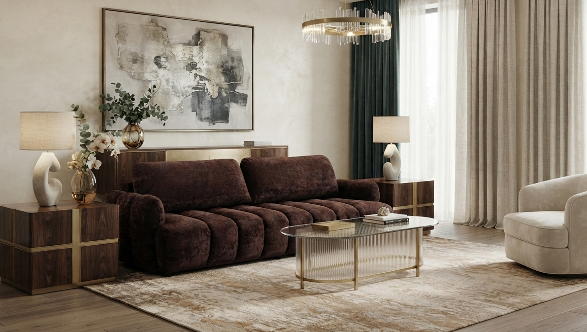 Sofa Tapicerowana Rozkładana Chocoa - Nowoczesna Kanapa 3-Osobowa z Funkcją Spania