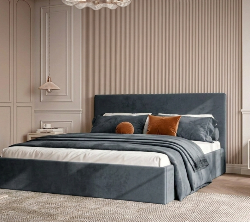 Łóżko tapicerowane Slim LOREN 160x200 cm – z pojemnikiem, tkanina hydrofobowa