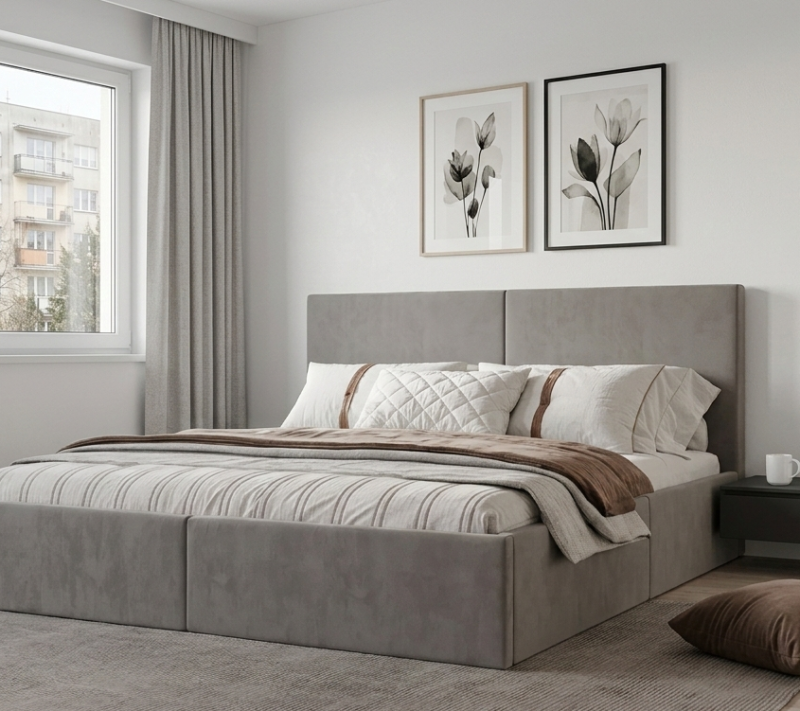 Łóżko tapicerowane Vizano Slim 160x200 cm – z pojemnikiem, łatwe czyszczenie