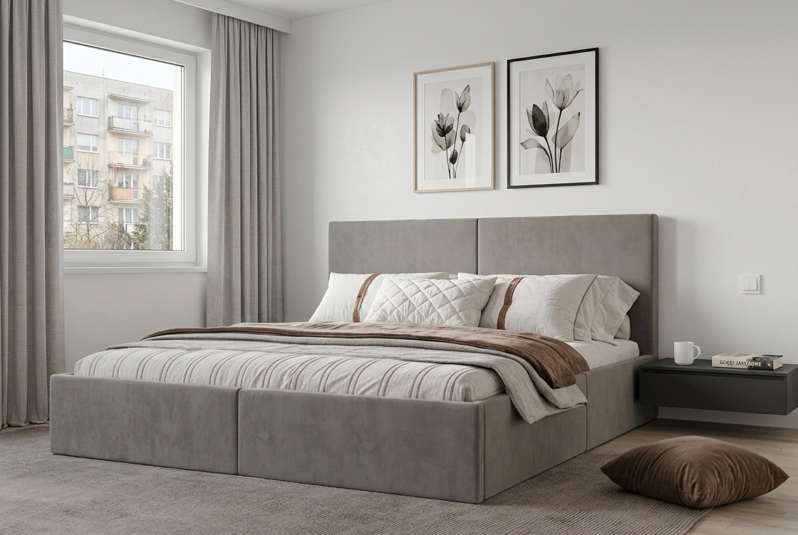 Łóżko tapicerowane Vizano Slim 160x200 cm – z pojemnikiem, łatwe czyszczenie