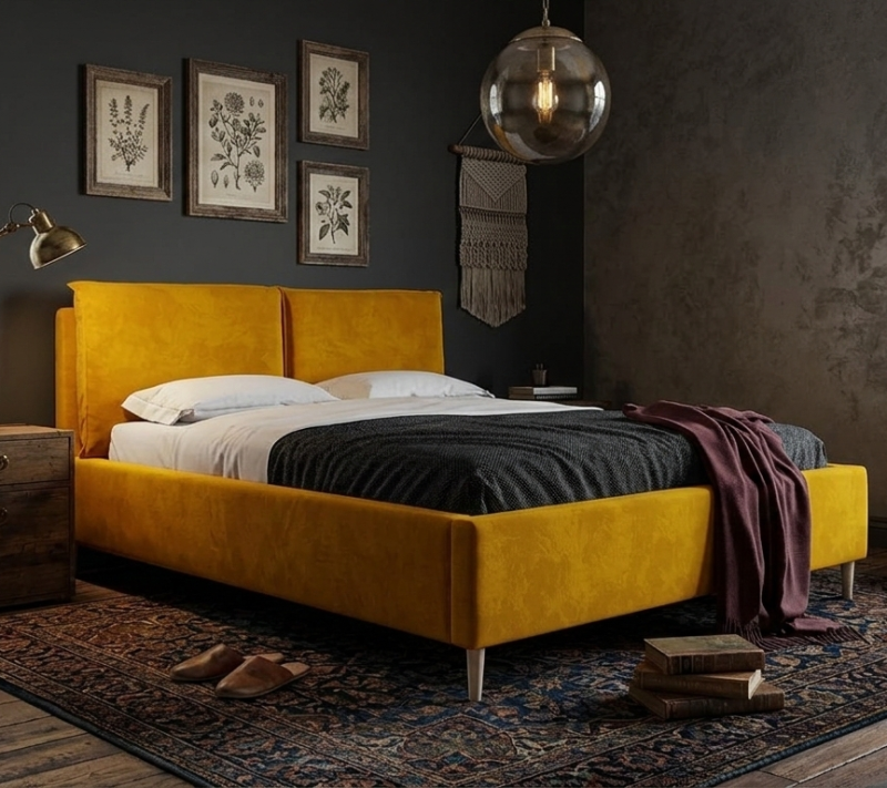Łóżko tapicerowane INDIA SLIM z pojemnikiem 160x200 cm – łatwe w czyszczeniu