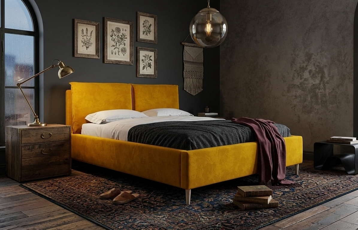 Łóżko tapicerowane INDIA SLIM z pojemnikiem 160x200 cm – łatwe w czyszczeniu