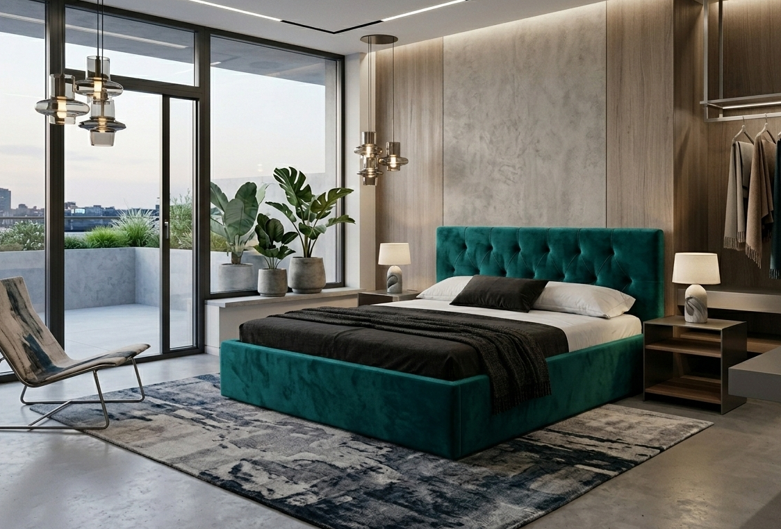 Łóżko tapicerowane HONY SLIM 160x200 cm – z pojemnikiem na pościel