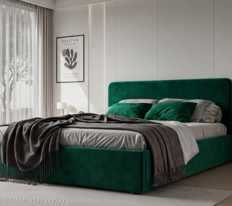 Łóżko tapicerowane LABAMA Slim 160x200 cm – z pojemnikiem, tkanina hydrofobowa