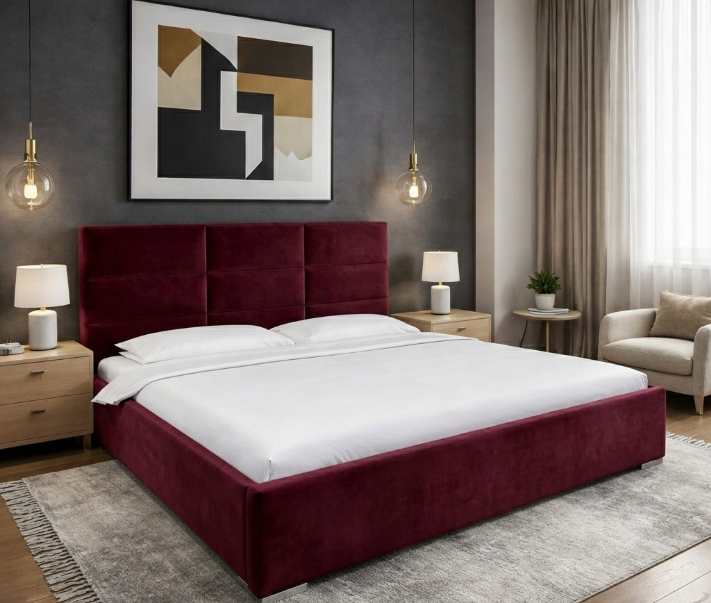 Łóżko tapicerowane Belari z pojemnikiem, tkanina hydrofobowa 160x200 cm – łatwe w czyszczeniu