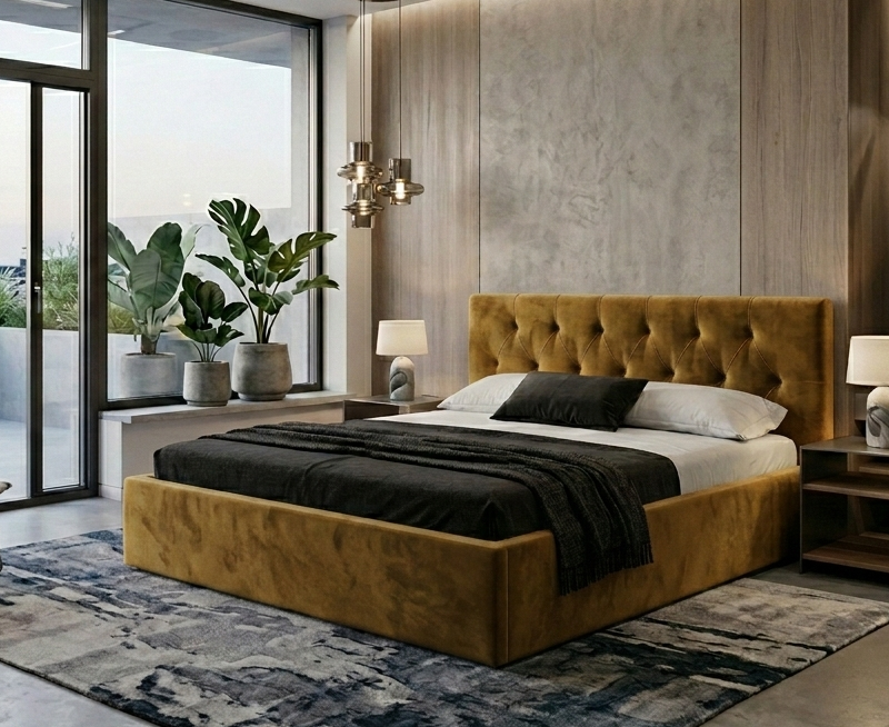 Łóżko tapicerowane HONY SLIM 160x200 cm – z pojemnikiem na pościel