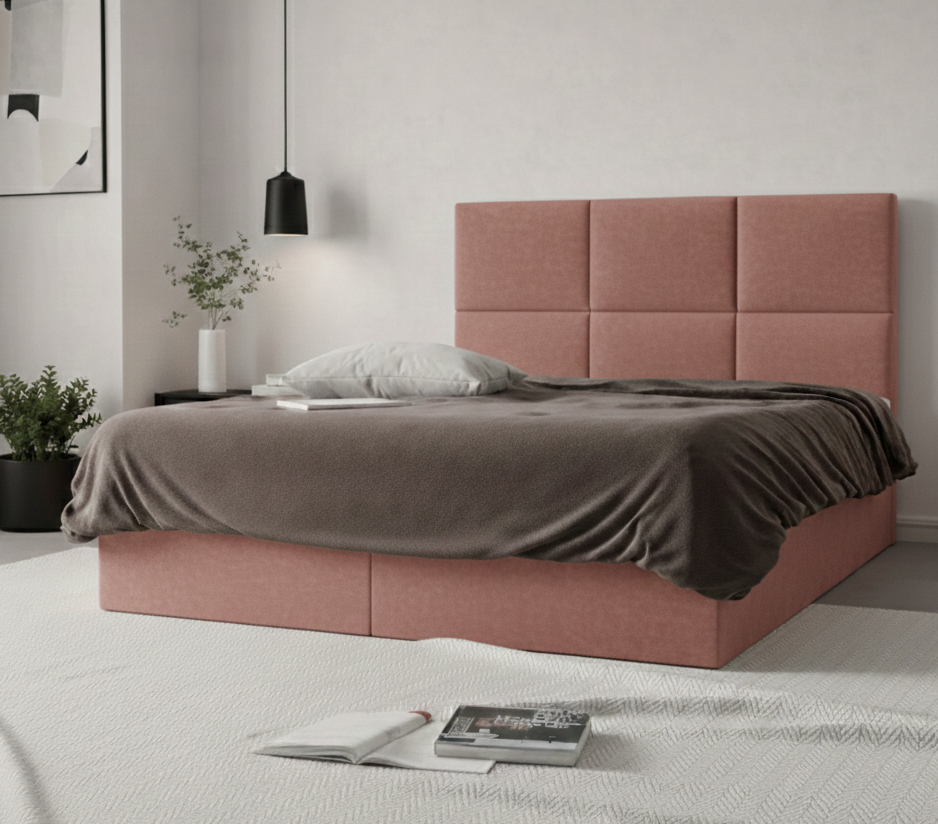 Łóżko kontynentalne z pojemnikami i topperem BESCO 2 160x200 cm – wspiera kręgosłup