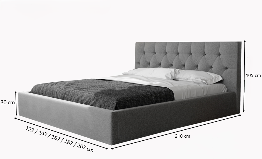 Łóżko tapicerowane HONY SLIM 160x200 cm – z pojemnikiem na pościel