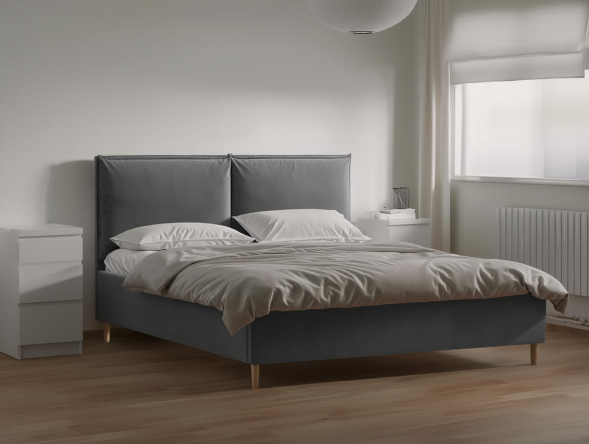 Łóżko tapicerowane INDIA SLIM z pojemnikiem 160x200 cm – łatwe w czyszczeniu