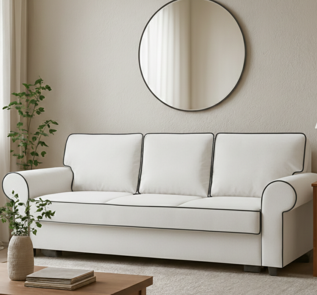 Sofa tapicerowana rozkładana z lamówką Brioso