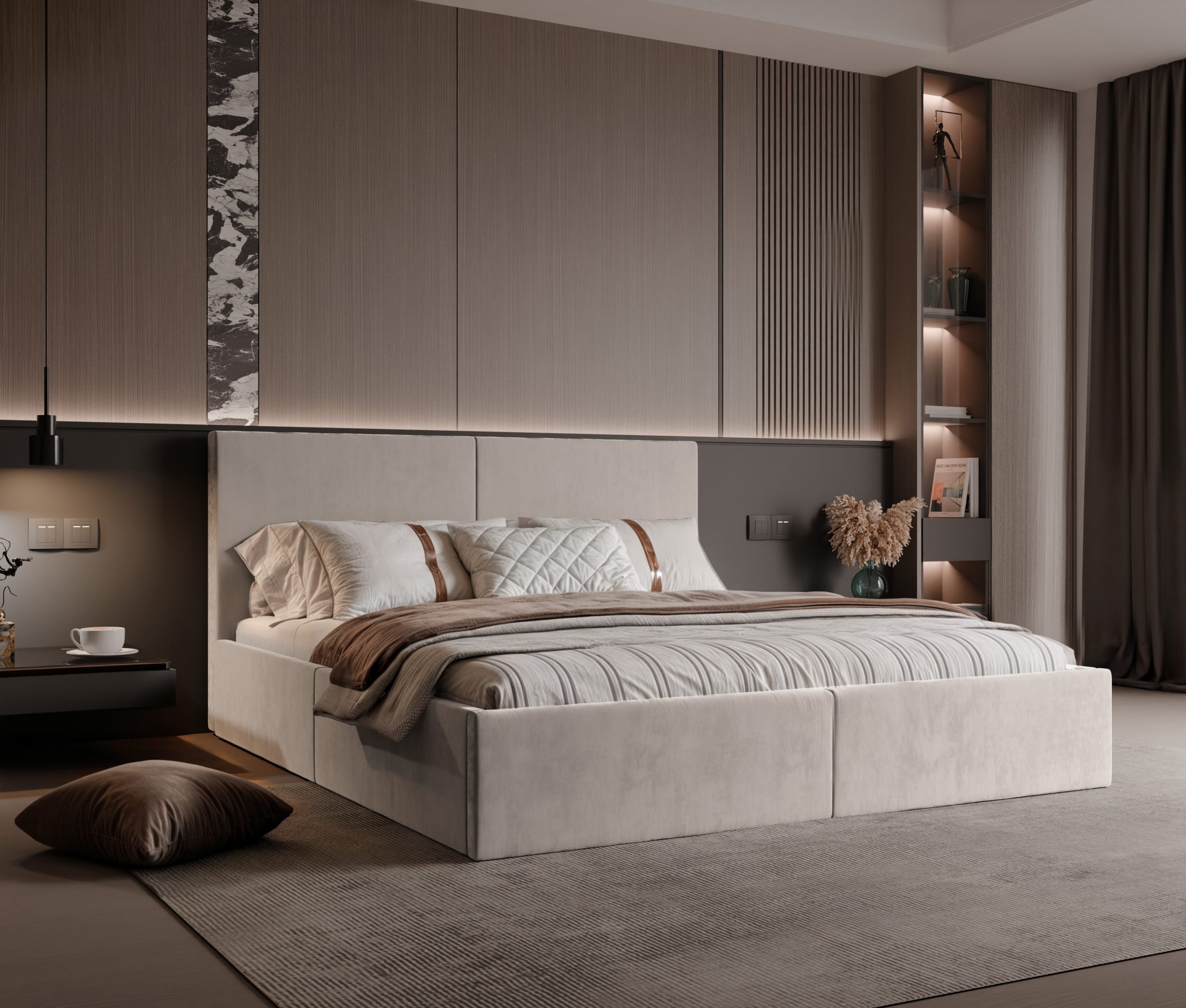 Łóżko tapicerowane Vizano Slim 160x200 cm – z pojemnikiem, łatwe czyszczenie