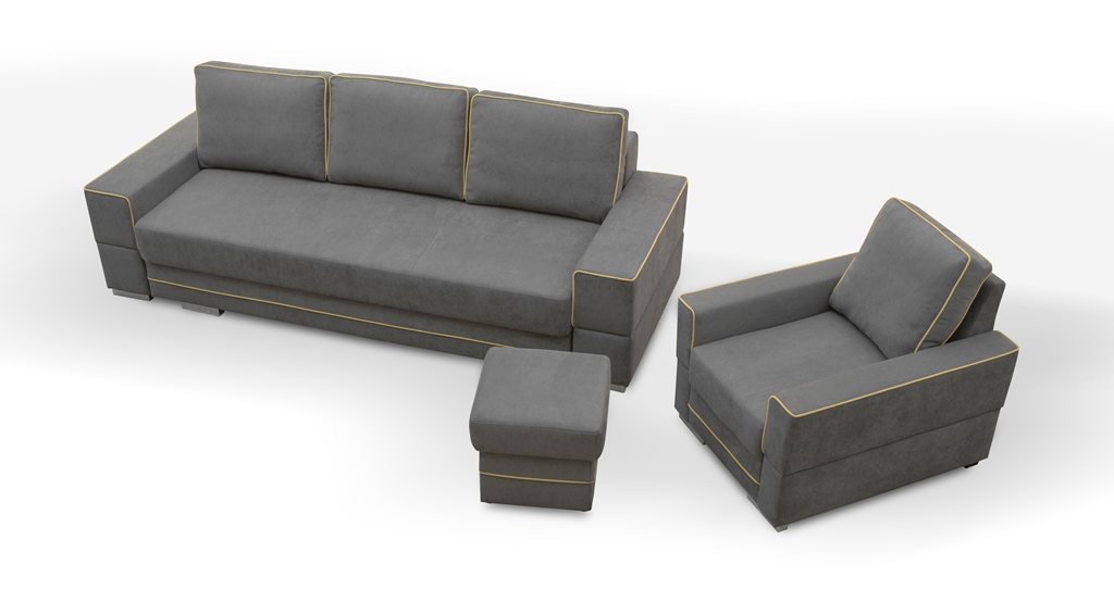 Sofa tapicerowana rozkładana z lamówkami 251 cm Manta A