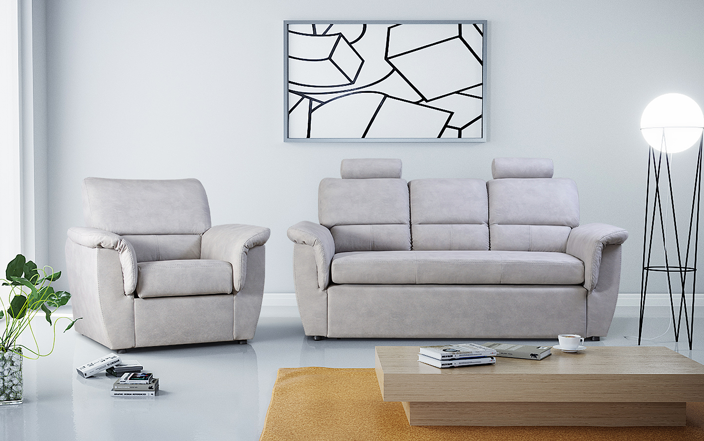 Sofa tradycyjna tapicerowana Cobrel do zestawu